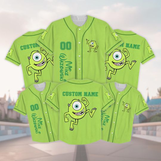 Custom Mike Wazowski Baseball Jersey, Monsters Inc Baseball Shirt