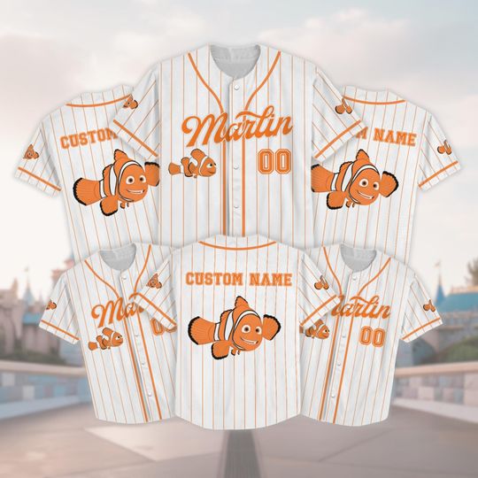 Discover Personalized Marlin Baseball Jersey, Finding Nemo Baseball Shirt, Disney Dad Outfit