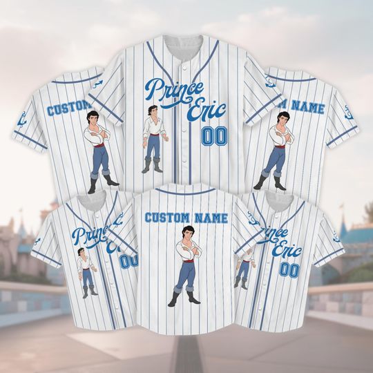 Discover Personalized Prince Eric Baseball Jersey, Little Mermaid Baseball Shirt