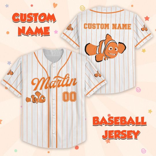 Discover Custom Marlin Baseball Jersey, Finding Nemo Baseball Shirt, Disney Dad Outfit