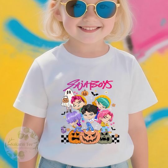 Discover Saja Boys Kpop T-shirt,Demon Hunters Halloween Shirt,Cute Spooky Season Shirt,Huntrix Girls Shirt,Demon Hunter Tshirt,Gifts for kids