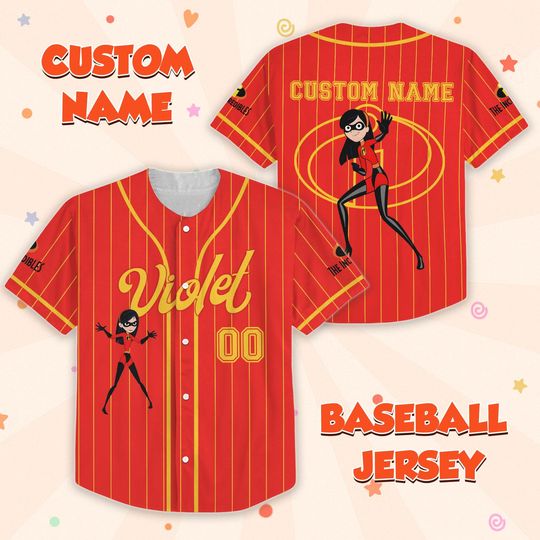 Custom Violet Parr Baseball Jersey, Disney The Incredibles Baseball Shirt