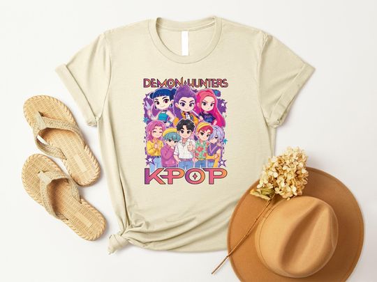 Discover Huntrix Girls Shirt, Kpop Demon Hunters Apparel with Rumi, Joey, Mira, Cute Gift for Anime Fans, Saja Boys Supporters Shirt, Cozy Anime Tee