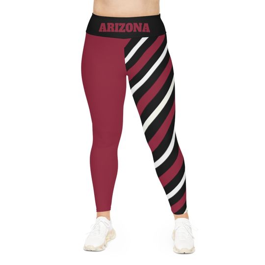 Stylish Plus Size Leggings with Red, Black and WS, Arizonna Football Themed Leggings, Plus Size Apparel, Cute Leggings, Gift