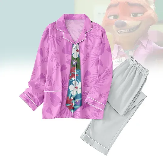 Discover Nick Wilde Pajamas Set, Zootopia 2 Costume Sleepwear, Cartoon Fox Cosplay PJs, Floral Pajama Outfit, Disney Movie