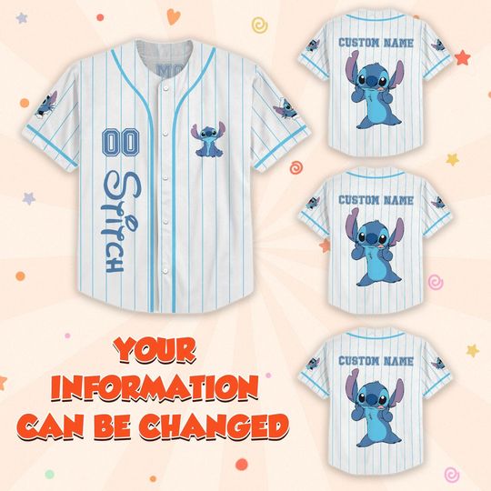 Discover Custom Stitch Baseball Jersey, Disney Shirt, Lilo and Stitch Matching Outfit, Cute Cartoon Jersey for Disney Fans, Ohana Family Jersey