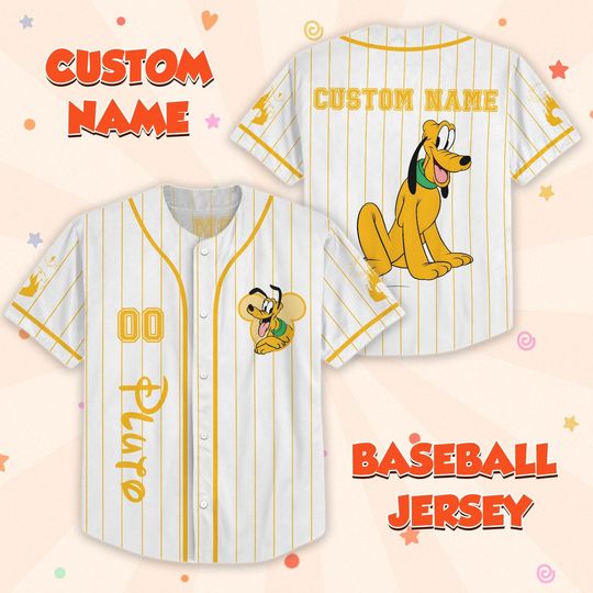 Custom Disney Pluto Baseball Jersey, Mickey And Friends Matching Outfit