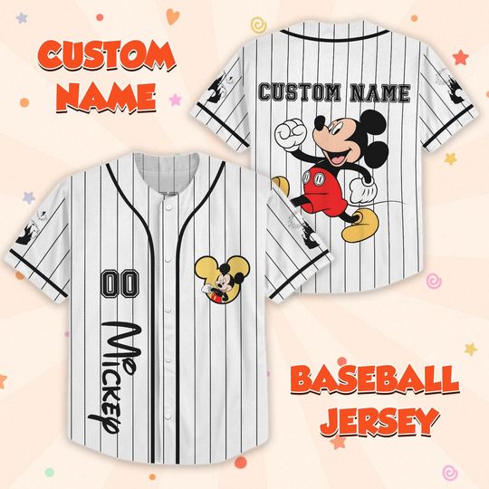 Custom Mickey Mouse Baseball Jersey, Mickey And Friends Matching Outfit
