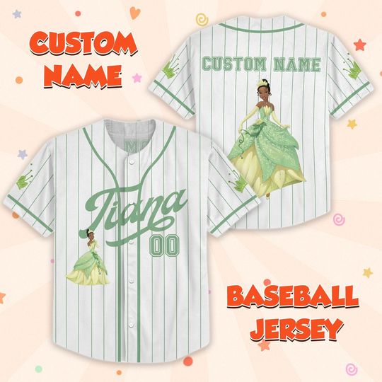 Custom Disney Tiana Baseball Jersey, Princess And The Frog Jersey Shirt