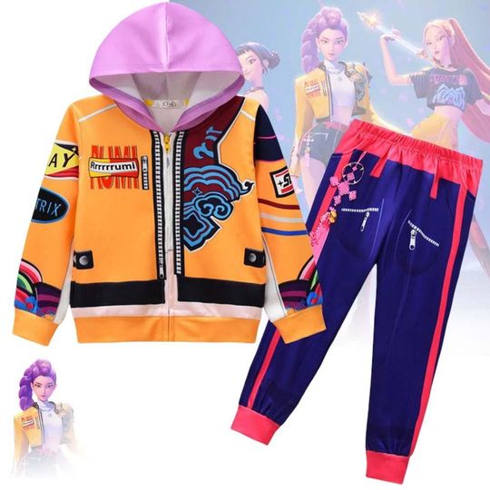 Discover Kpop Girls Rumi Costume Hoodie, Rumi Demon Hunters Jogger, Zoey Rumi Mira Jacket And Pants For Kids, Halloween Costume Clothing For Adu