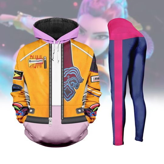Discover Kpop Girls Rumi Costume Zip Hoodie, Rumi Demon Hunters Hoodie For Kids, Zoey Rumi Mira Legging For Women, Halloween Costume Clothing