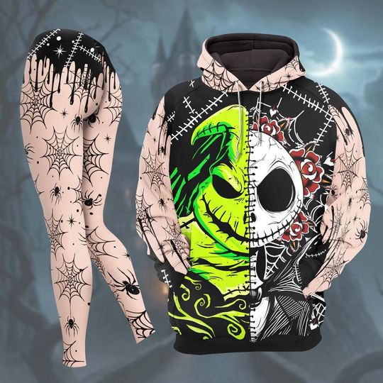 Skellington Oogie Boogie Hoodie Legging, Halloween 3D All Over Print Tee, Disney Halloween Shirt, Fall Sweatshirt, Spooky Season Shirt