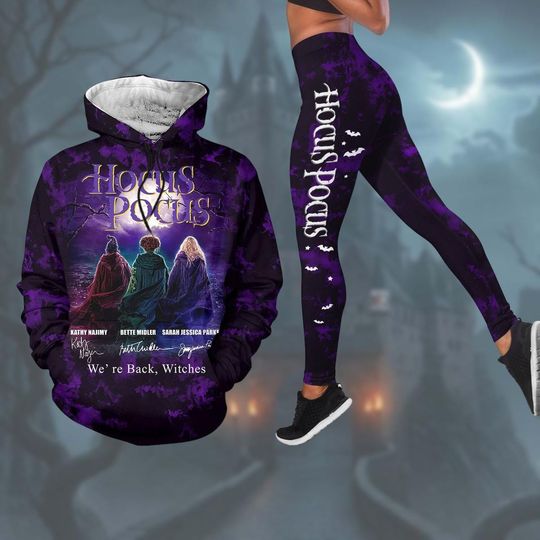 Halloween Hocus Pocus Hoodie, Sanderson Sisters Legging For Women, Salem Witch T-Shirt Pants Set, Horror Cosplay Outfit For Halloween