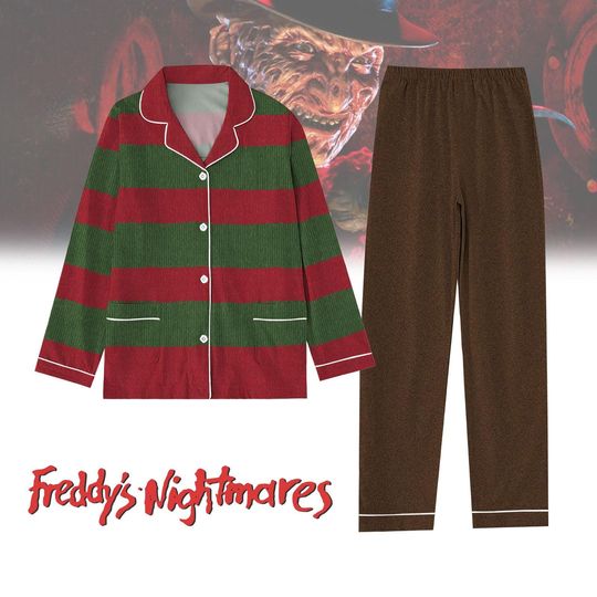 Halloween Freddy Krueger Cosplay Costume Pajamas Set, Nightmare On Elm Street Shirt, Vintage 80S Horror Movie Pjs, Gift For Fan