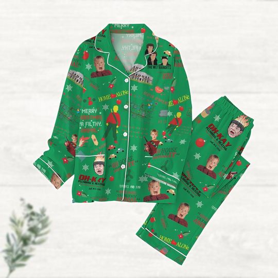 Christmas Home Alone Pajamas Set, Kevin Meme Holiday Pajamas, Pajamas For Party, Retro Christmas Movie Midnight Shirt, Gift For Fan