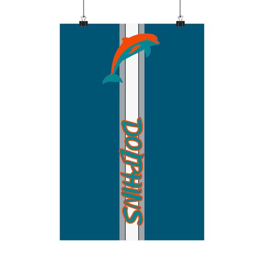Discover Dolphins Matte Vertical Posters, Sports Decor, Fan Art, Wall Art, Graphic Design Print, Gift for Football Lovers