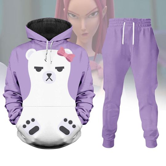 KPop Demon Hunters Mira Purple Bear Hoodie/Joggers, Mira Shirt, Halloween Cosplay Costume, Huntrix Demon Hunters Shirt Gift For Her Him