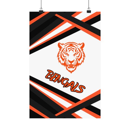 Bengals Matte Vertical Posters, Sports Decor, Fan Art, Wall Art, Graphic Design Print, Gift for Football Lovers