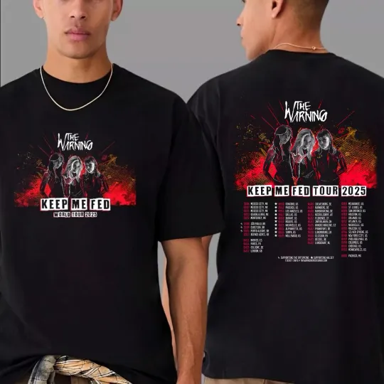 Discover Warning Band All Tour Date 2025 Double Sided T-Shirt
