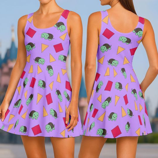 Zoey Skater Dress, Kpop Demon Hunters Women Dress, Zoey Huntrix Cosplay Sleepwear, Turtle Pattern Beach Casual Dress, Gift For Her