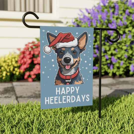 Discover Happy Heelerdays Garden Flag, Christmas Holiday Home Decor, Blue Heeler Cattle Dog Owner Gift, Xmas Present, Outdoor Decor