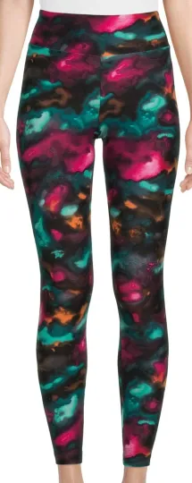 NoBo No Boundaries Black Watercolor High Rise Ankle Leggings