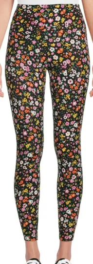 NoBo No Boundaries Black Floral High Waist Ankle Leggings Juniors