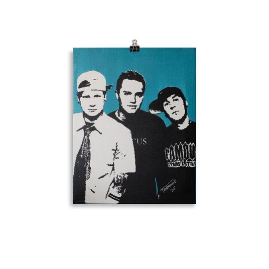 B182 Painting Print, Tom DeLonge, Mark Hoppus, Travis Barker, Band Poster