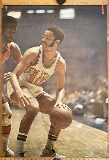 Discover Rare Vintage 1970 Walt Frazier Knicks Poster  Premium Matte Vertical Sports Illustration