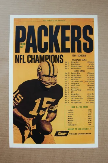Green Bay Packers 1966 Football Schedule Poster, Vertical Premium Matte Poster