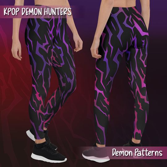 Discover Demon Pattern Cosplay Leggings | KPop Demon Hunters | Anime Fanart | Fantasy Leggings