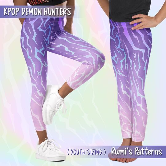 Discover Kids Rumi Patterns Cosplay Leggings | KPop Demon Hunters Fanart | Youth Anime Performance Leggings