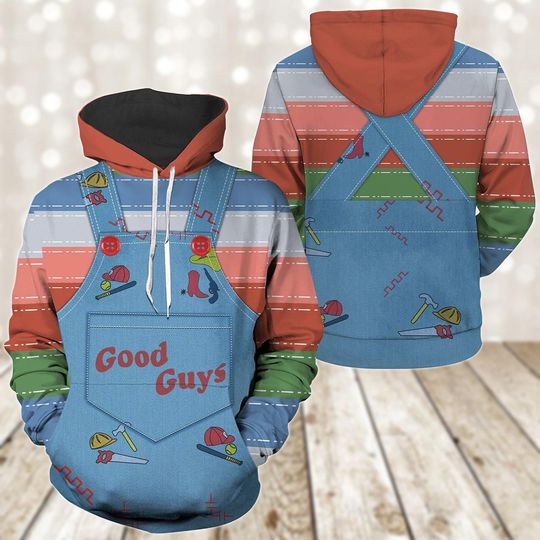 Discover Halloween Chucky Cosplay 3D Hoodies, Horror Cosplay Costume, Childs Play Halloween Shirt, Chucky Doll Shirt, Creepy Movie Fan Gifts