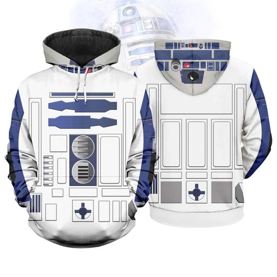 R2 D2 Costume 3D Shirt, Star Wars Cosplay Hoodie, Tracksuit Sweatshirt, R2-D2 Star Wars Costume Shirt, Halloween Gift, Man Gift