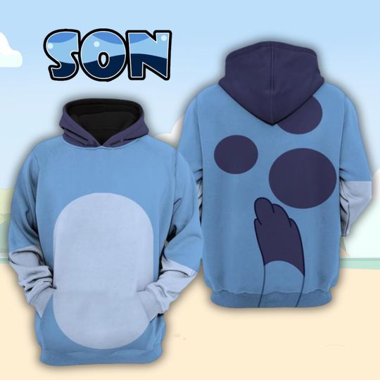 Son Dog Family 3D Hoodie, Family Custome Christmas Sweatshirt, Puppy Cosplay All Over Print 3D Shirt, Christmas Party Tee,Halloween Custome