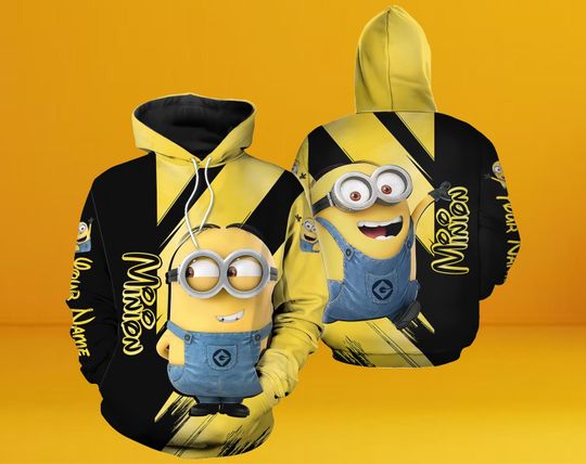 Discover Personalized Minion Hoodie 3D, Funny Minion 3D Hoodie, Cute Minion 3D Hoodie, Cartoon 3D Hoodie, Halloween Hoodie 3D.
