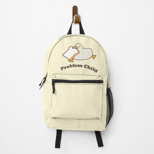Cute duck with bread yellow funny kawaii animals Backpack