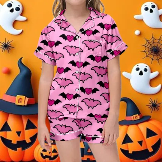 Girls Halloween Outfits Cute Fashion Short Sleeve Shorts Pajama Set For Toddler