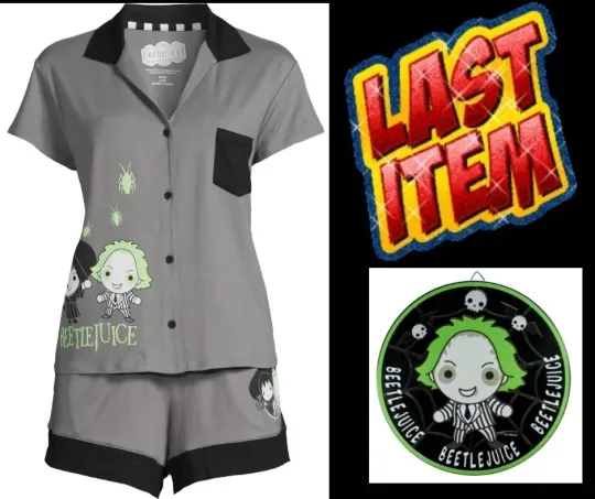 Warner Bros Beetlejuice Women's 2X 16W-20W Top and Shorts Pajama Set, 2-Piece