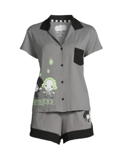Warner Bros Beetlejuice Women's Top and Shorts Pajama Set