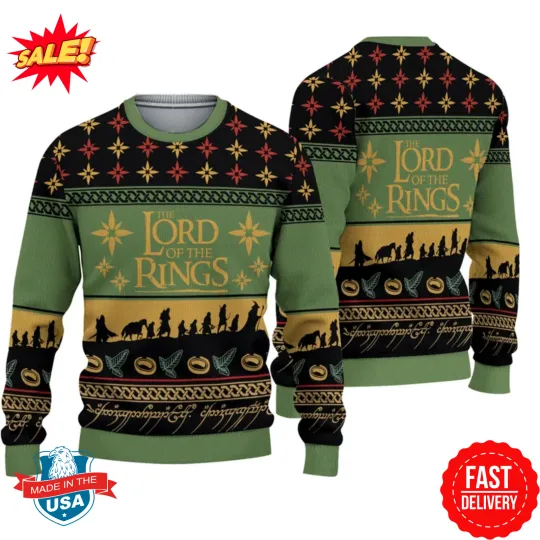 Discover LOTR Christmas Ugly Sweater, 3D Design, Festive Holiday Sweatshirt