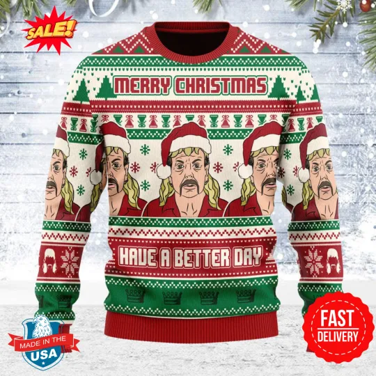 Tiger King Santa Christmas Ugly Sweater