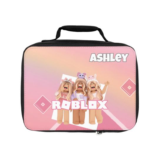 Roblox Lunch Bag Personalized Name for Girls - Roblox Theme, School Lunch Tote, Kids Lunchbox, Insulated Lunch Sack, Custom Lunch Bag