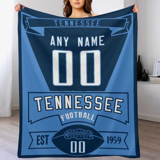Discover Football Blanket for Tennessee Fans - Personalized Name Number Flannel Throw, Ideal Gift for Boys, Girls, Men & Women, Team Style Decor