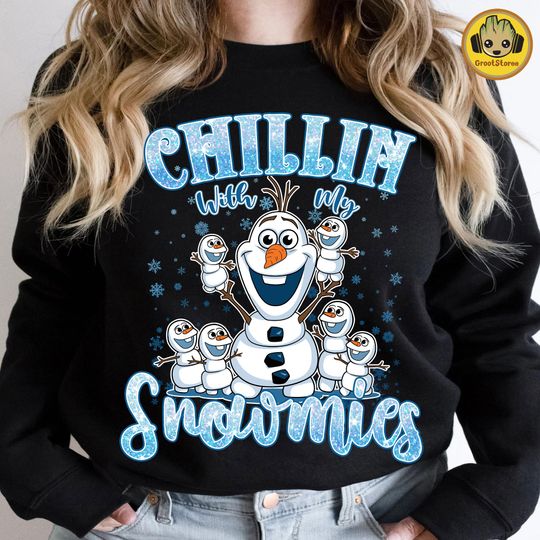 Discover Chillin With My Snowmies Sweatshirt, Retro Snowman Sweatshirt
