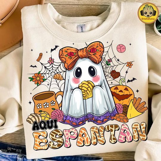 Discover Halloween Ghost Conchas Sweatshirt, Spooky Pantasmas Pan Dulce Pullover