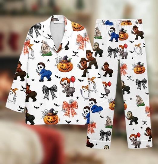 Killers Gonna Kill Pajamas Set, Horror Characters Pjs, Slasher Gift for Horror Fans, Horror Movie Pajama Set, Killers Merch, Halloween Gift