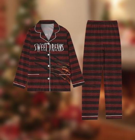 Halloween Freddy Krueger Pajamas Set, Nightmare On Elm Street Shirt, Sweet Dreams Pajamas For Party, Vintage 80S Horror Movie Fan Gift