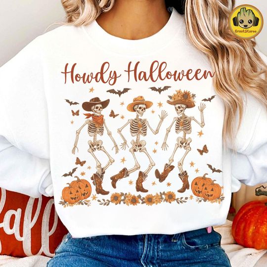 Discover Halloween Skeleton Sweater, Western Halloween