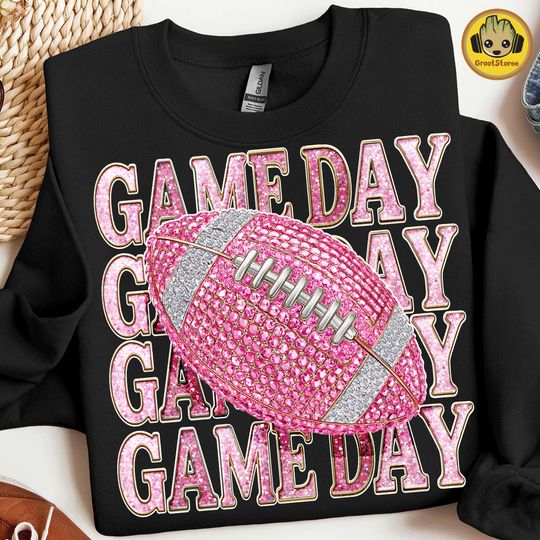 Trendy Faux Rhinestone Football Game Day Sweatshirt